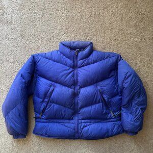 EMS Jacket Womens Large *Repaired* Full Zip Mock Neck Puffer Purple Vtg